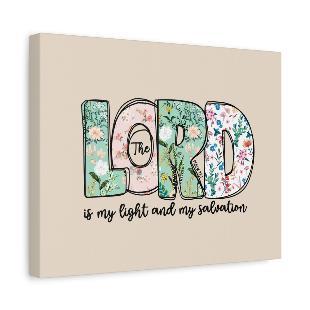 Scripture Walls Light And My Salvation Floral Psalm 27:1 Bible Verse Canvas